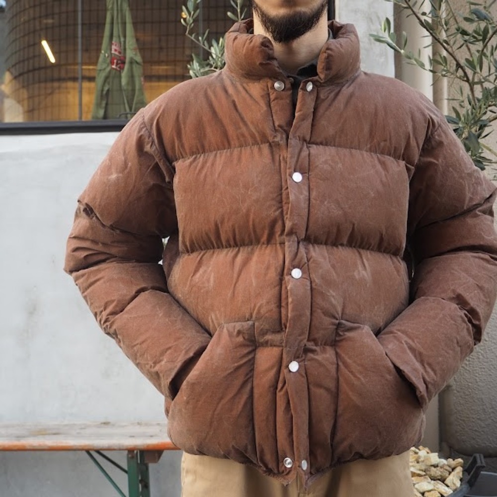 Olderbrother | Unisex Brown Waxed Cotton Puffer Jacket Size  XL
